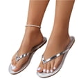 thumbnail image 3 of Flip Flops, Beach Sandals, Flip Flops for Women Footwear- Lightweight and Memory Foam Insole Sandals for Women 2026 - Durable Non-Slip Beach Essentials Flats for Women Sandals, Silver 8.5, 3 of 8