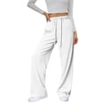 thumbnail image 5 of UDAUDU Womens Wide Leg Sweat Pants 2026 Spring Summer High Waisted Baggy Sweatpants Casual Drawstring Workout Pants with Pockets White 2XL, 5 of 5