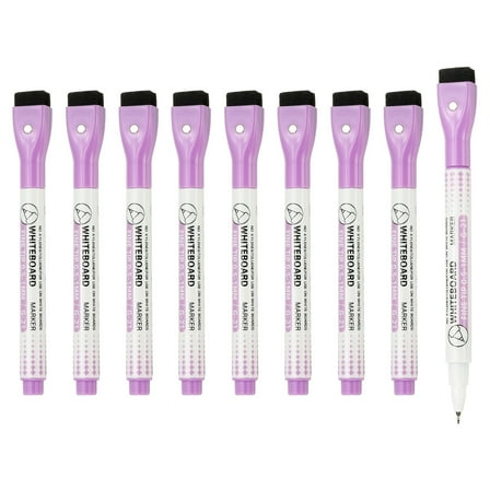 Magnetic Whiteboard Pen, 0.5-1mm Fine Tip Dry Erase Purple Markers, 10 Pcs