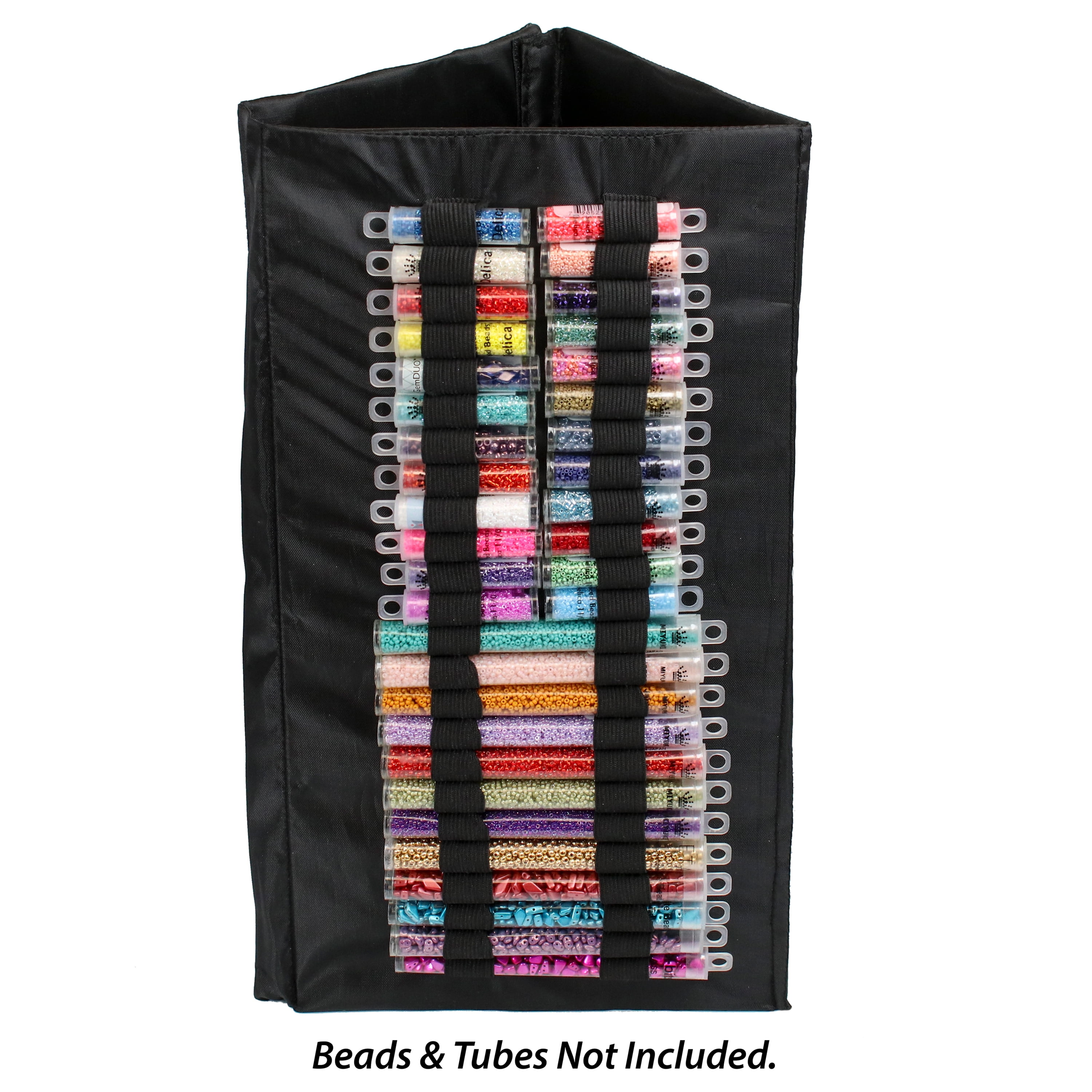 The Beadsmith Bead Tube Tower - Storage Unit for Large & Small Bead Tubes, 8 x 16 Inches, Folds Easily for Storage, Portable, Includes Clear Zippered Pouch w/ Handle