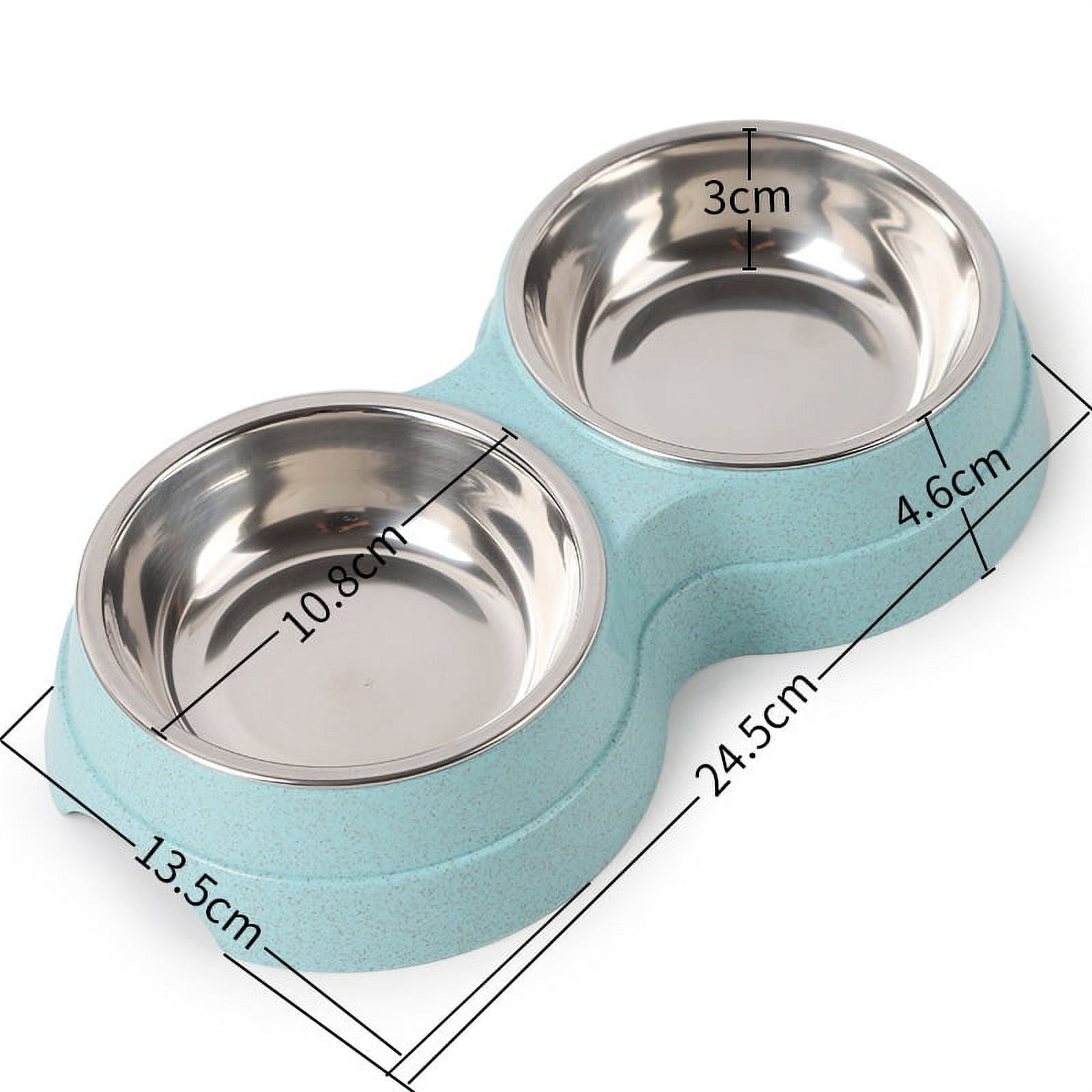 Double 400ml Stainless Steel Pet Dog Food Water Bowl with Anti-slip Si –  Bonve pet