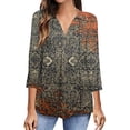 thumbnail image 1 of RKSTN Chemisiers Décontractés Boho à Imprimé Floral pour Femmes, Col en V, Manches Longues, Automne, Hauts à Imprimé Floral, Blouses Amples, Chemises, 1 of 6