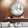 thumbnail image 1 of Designart - Horses Running Through Water' Disc Oversized Animal Wall Art, 1 of 1