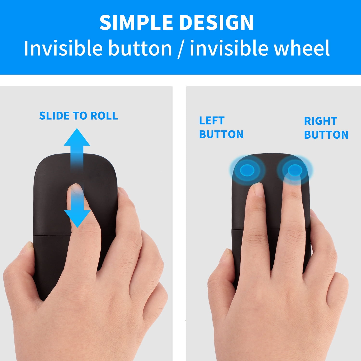 Wireless Bluetooth Mouse for Surface Laptop, Arctouchmouse Foldable Rechargeable Mouse with USB Receiver & Touch Scroll, Slim Travel Computer Accessory