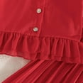 thumbnail image 5 of HAOTAGS Girls Summer Outfit Sets,Solid Color Short - sleeved Shirt Pleated Wide - leg Pants Two-piece For Kids Red 12-18 Month, 5 of 8