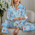 thumbnail image 5 of KLL Cartoon Rocket With Space Print Women's Long Sleeve Pajamas with Pants Sleepwear Loungewear 2 Set-XX-Large, 5 of 7