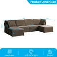 thumbnail image 2 of Puremind Modular Sectional Sofa with Movable Ottoman, Convertible U Shaped Couch, Linen 6 Seater Free Combination Sleeper Sofa for Living Room, Brown, 2 of 7