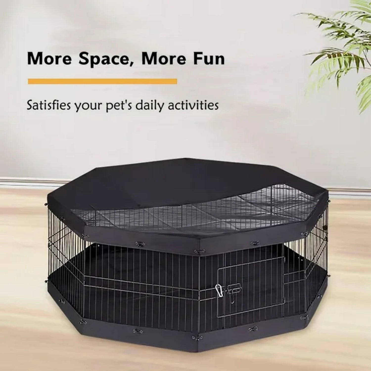 Suchown 24'' Foldable Dog Playpen with Top & 8 Panels, Durable Pet Playpen for Indoor/Outdoor Use, Customizable Shape with UV Protection & Ground Stakes