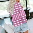 thumbnail image 4 of Darzheoy Womens Tops Loose Hoodless Solid Color Stripped Seamless Pullover Sweatshirts Printed Long Sleeve Round Neck Fall Winter Blouses, 4 of 6