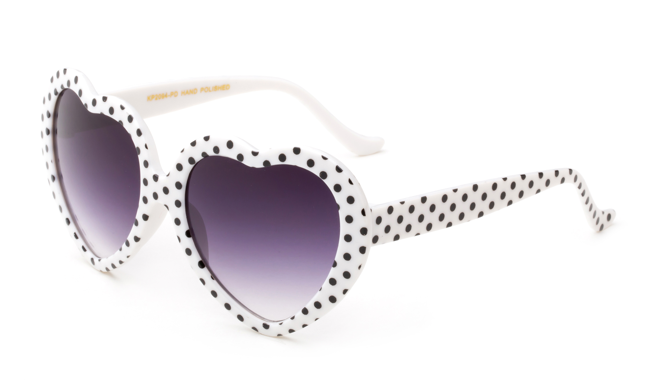 Newbee Fashion-Kids Heart Sunglasses Girls Heart Shaped Sunglasses Polka Dots Cute Vintage Look UV Protection w/Carrying Pouch - image 2 of 3