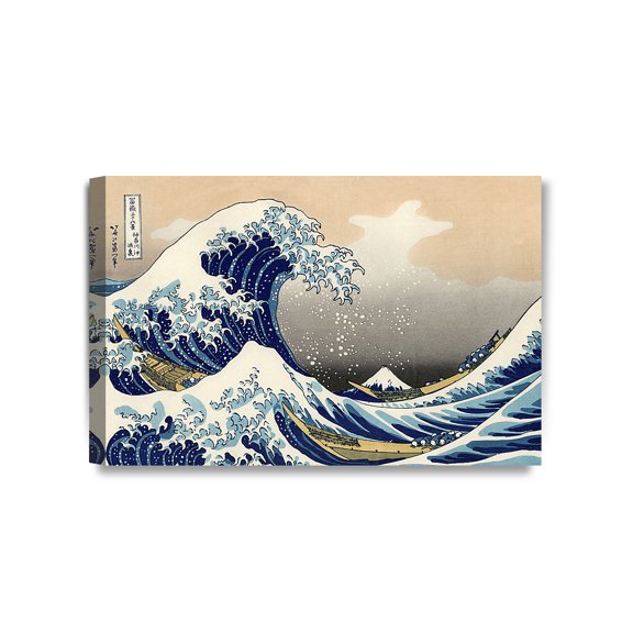 DECORARTS - The Great Wave off Kanagawa, Katsushika Hokusai Classic Art Reproductions. Giclee Canvas Prints Wall Art for Home Decor. 24x16"