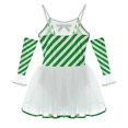 thumbnail image 4 of YONGHS Womens Candy Cane Leotard Tutu Dress with Gloves Christmas Holiday Party Elf Outfits Green 4XL, 4 of 5