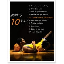 Kobe Bryant Poster Picture, Kobe Ten Rules Inspirational Wall Art Prints, Basketball Canvas Painting for Boy's Room Bedroom Home Office Decor, Unframed (12x16inch/30x40cm, kobeB)