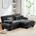 thumbnail image 3 of FFH Loveseat with Ottoman, 94.4" Oversized Cloud Sofa, L-Shaped Sectional Couch for Living Room (Chenille Dark Gray, 2 Seater with 1 Ottoman), 3 of 11