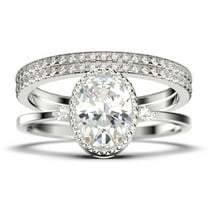 Beautiful Boho And hippie 2.35 Carat Oval Cut Diamond Moissanite Engagement Ring, Wedding Ring, Two Matching Band in 10k Solid White Gold, Romanic Gift For Her, Promise Ring