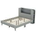 thumbnail image 5 of Full Size Platform Bed Frame with Storage Headboard,Multiple Storage Shelves on Both Sides,Grey, 5 of 7