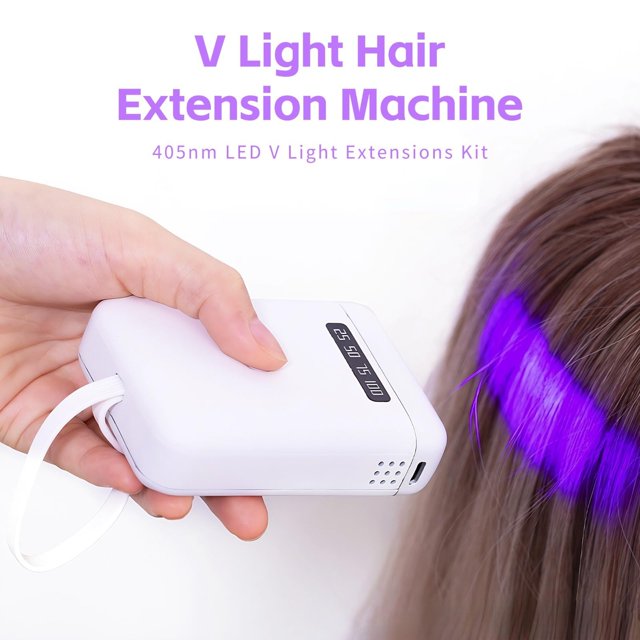 Purple Light Hair Extension Machine 405nm LED Light Hair Extension Kit Portable Fast Curing Hair Extension Glue Light Wig Hair Extension Handheld LED Lamp For Family