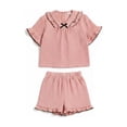 thumbnail image 6 of BOOMNY Girls 2 Peice Pajamas Sets Soft Short Sleeve Sleepwear Tops Shorts Pjs Set for Kids Cozy Loungewear Homewear, 6 of 9
