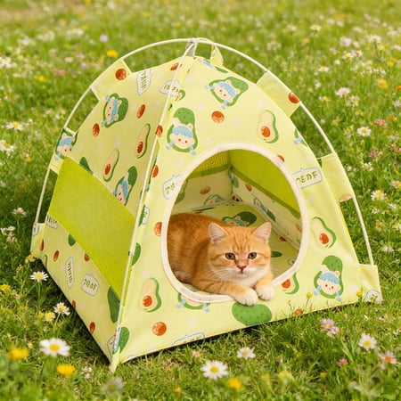 Tuvgenk Foldable Pet Tent Portable Cat & Dog Bed Outdoor Camping Shelter Indoor Use Travel 12.99 x 12.99 x 12.99 Green S