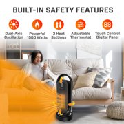 Handy Heater 3D Heat Tower 1500W Oscillating Space Heater with Remote, Adjustable Thermostat and Timer, Black