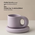 thumbnail image 1 of 1 Cup, 1 Plate Coffee Mug Creative Handmade Fat Handle Mug Ceramic Coffee Mug Cup Oval Plate Personalized Ceramic Cup Saucer For Coffee Tea Milk Cake Home Decor Purple, 1 of 7