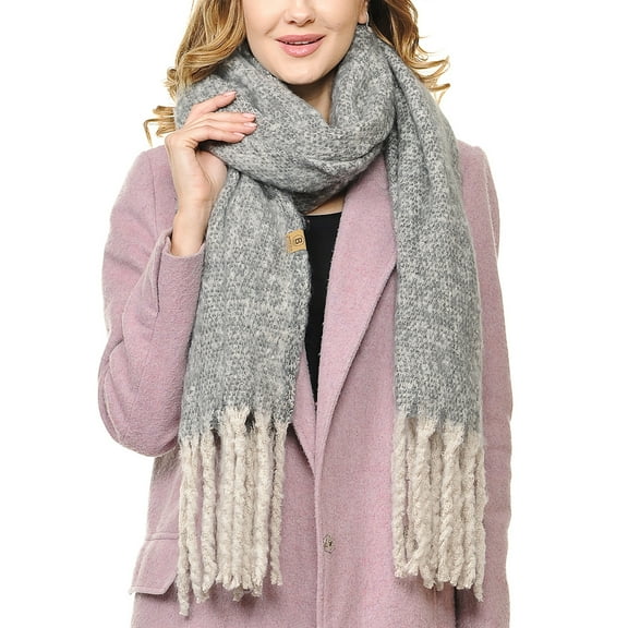 BASICO Maxi Mix Grey Scarf Tassels Blanket Scarf Womens Wraps and Shawls