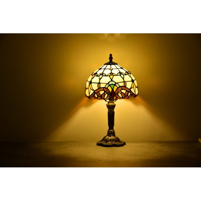 Orinova Tiffany-Style Desk Lamp Bedside Table Lamp Bedroom Stained-glass 14.5'' Height Multi-Color