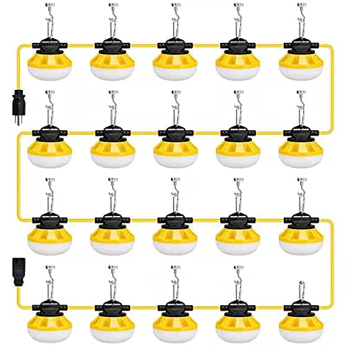 SUMMSTAR [3-Prong 200ft LED Construction String Lights, 200W 28000lm LED String Work Lights, Construction Temporary Lights, ETL Listed