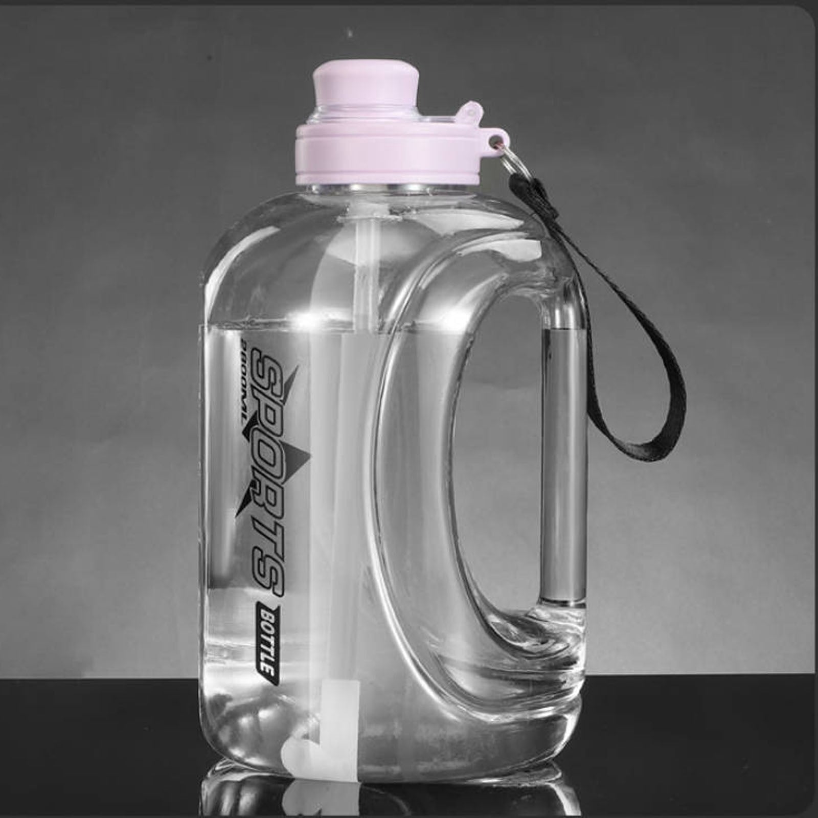 64oz Water Bottle with Time Marker & Straw - BPA Free Gallon Jug with Chug Lid & Handle - Motivational Large Sports Bottle for Gym, Workouts & Daily Hydration