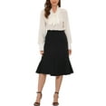 thumbnail image 2 of Falda elegante midi de cintura alta con cremallera lateral A-Line para mujeres Inspire Chic, 2 of 5