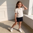 thumbnail image 4 of Zpanxa T-Shirts pour Filles Couleur Unie Bordure Festonnée Manches Courtes Col Rond Coton Haut Décontracté 3 Ans, 4 of 7