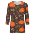 thumbnail image 5 of Pulls Pulls pulls Vêtements Vêtements Mode d'Automne Confortables Décontractés 2023 Mode Femmes Halloween Impression en Vrac T-shirt Manches 3/4 Col Rond Chemise Décontractée, 5 of 5
