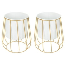 BERTDOMD 2pcs Nordic Style Metal Flower Plant Pots with Stand, Indoor Outdoor Decorative for