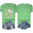 thumbnail image 4 of Blusas de Verano de las Mujeres Flor Impresa Cuello Redondo Manga Corta Superior, Verano Superior de las Mujeres, 4 of 8