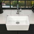 thumbnail image 2 of 24-inch farmhouse ceramic kitchen sink, apron-front, with strainer & grids, 2 of 10