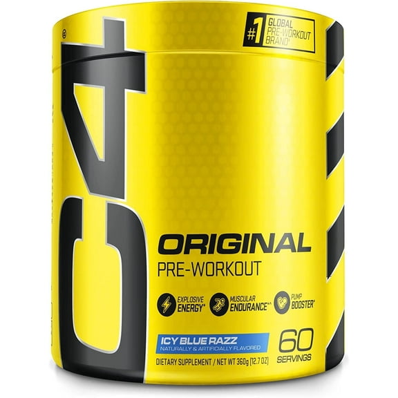 C4 Original Pre-Workout Powder, Icy Blue Razz, 60 Servings