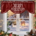 thumbnail image 6 of Merry Christmas Tie Up Valances Curtain, Vintage Dark Red Wood Grain Frame Adjustable Rod Pocket Short Window Treatment Tie Up Curtains Valances for Kitchen Living Room Bathroom 42x18 Inches, 6 of 9