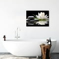 thumbnail image 5 of Zen Canvas Wall Art White Lotus and Black Zen Stones Bloom in Water Picture Prints for Yoga Spa Meditation Spiritual Room Bathroom Decor (Zen-1, 12"x18"), 5 of 6