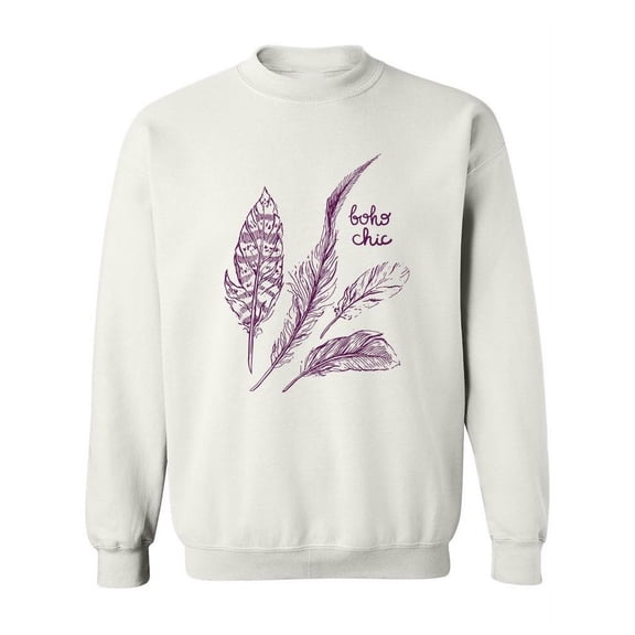 Boho Chic Feather Outline Design Sweatshirt Women -Image by Shutterstock, Female 3X-Large