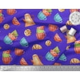 thumbnail image 3 of Soimoi Blue Cotton Voile Fabric Kettle & Cups Kitchen Printed Craft Fabric by the Yard 42 Inch Wide, 3 of 3