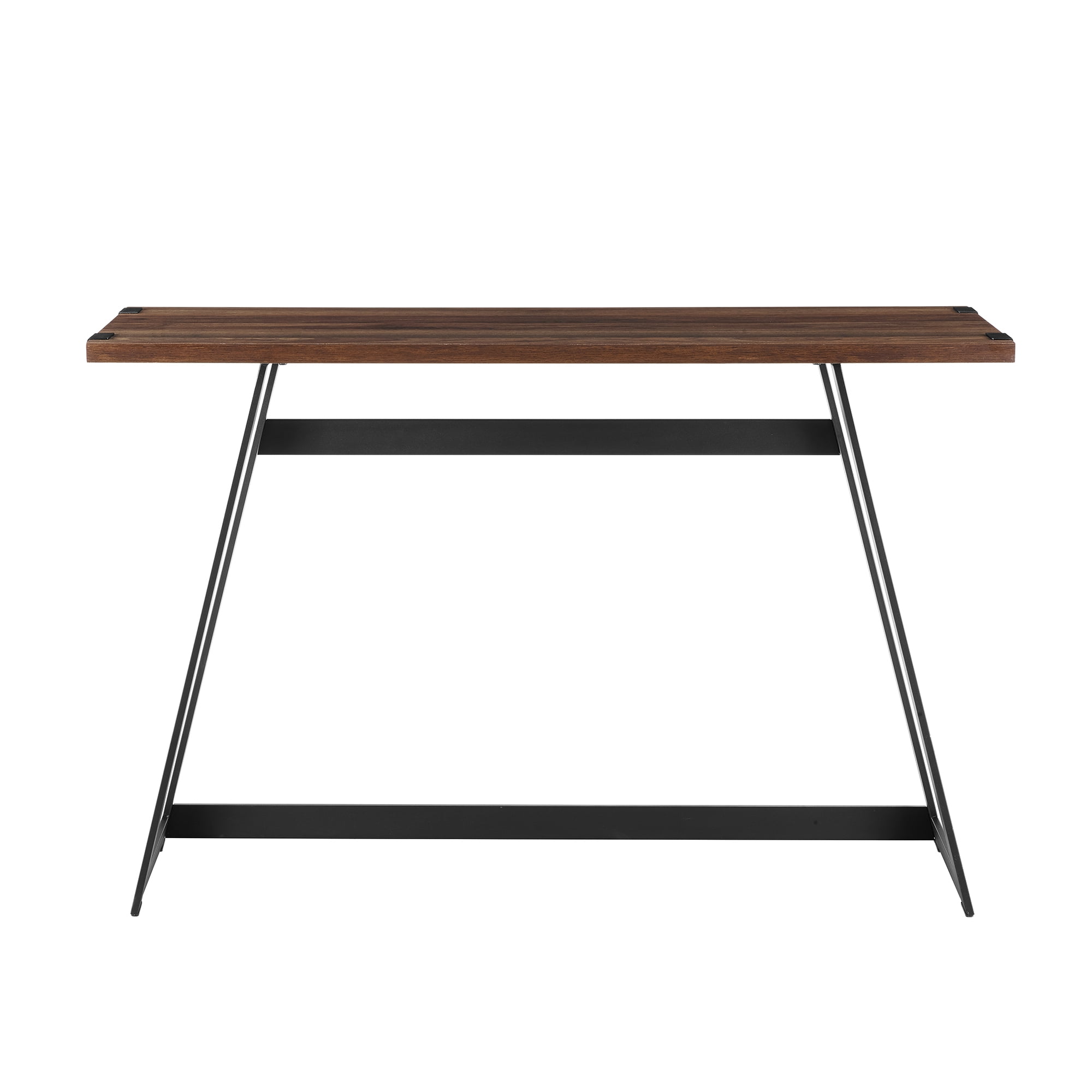 Walker Edison Rustic Wood and Metal Entryway Table, Dark Walnut