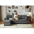 thumbnail image 2 of CHIC HOUSE 100" Modular Sectional Couches for Living Room, 4-Seat Oversized L-Shaped Sofa with Movable Storage Ottoman, Comfy Corduroy Couch with Deep Seat & Throw Pillows, Dark Grey, 2 of 11