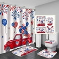 thumbnail image 1 of 4 Pcs Bathroom Shower Curtain Set,Independence Day Shower Curtain Sets with Rugs(Bath Mat,U Shape and Toilet Lid Cover Mat), 1 of 9