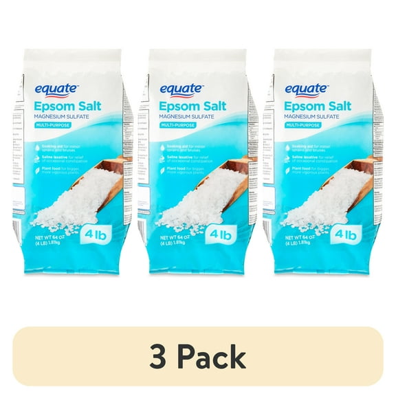 (3 pack) Equate Epsom Salt, Magnesium Sulfate, 64 oz (4lb), Unscented