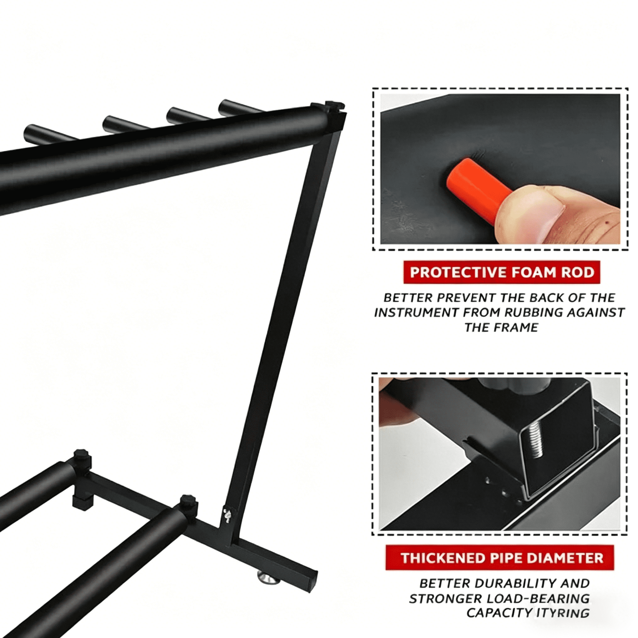Guitar Rack 9 Slot Multi Guitar Stand Nine Display Floor Stand Safe Storage Foldable Portable for Electric Acoustic Flying V Guitars