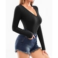 thumbnail image 5 of SOMER Body Suit Tummy Control Deep V Neck Long Sleeve Tops Black Bodysuit for Women Clothing, 5 of 6