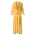 thumbnail image 3 of CHOK Robe Bohème d'Été pour Femmes, Robe Maxi Décontractée Grande Taille, Couleur Unie, Col en V, Robes Soleil, Dentelle à Franges, Longue Robe, 3 of 7