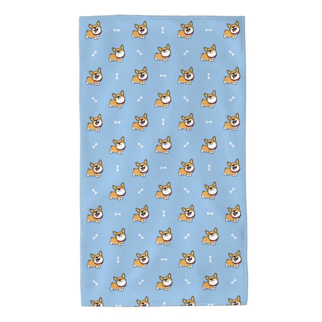 Fotbe Cute Cartoon Corgi Toalla Premium con Patrón, Toalla de Microfibra de Secado Rápido, Ligera y Altamente Absorbente (27.5x16in), Ideal para Uso Diario
