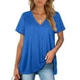 thumbnail image 3 of Herrnalise Women's Classic-Fit 100% Cotton Short-Sleeve T-Shirt Women's Fashion Casual V-Neck Solid Color Flowy Loose Short-Sleeved T Shirt Top, 3 of 6