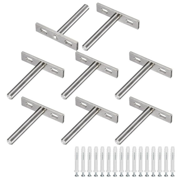 Uxcell 8-Pack Floating Shelf Brackets, 3 Inch Blind Shelf Supports for Shelf Support with Screw Included [Nickel]